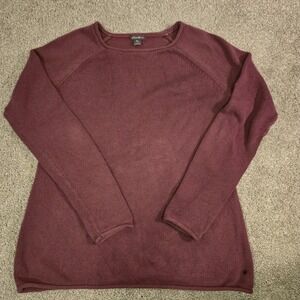 Eddie Bauer Sweater Womens M Mauve Knit Pullover Roll Neck Pink Outdoors